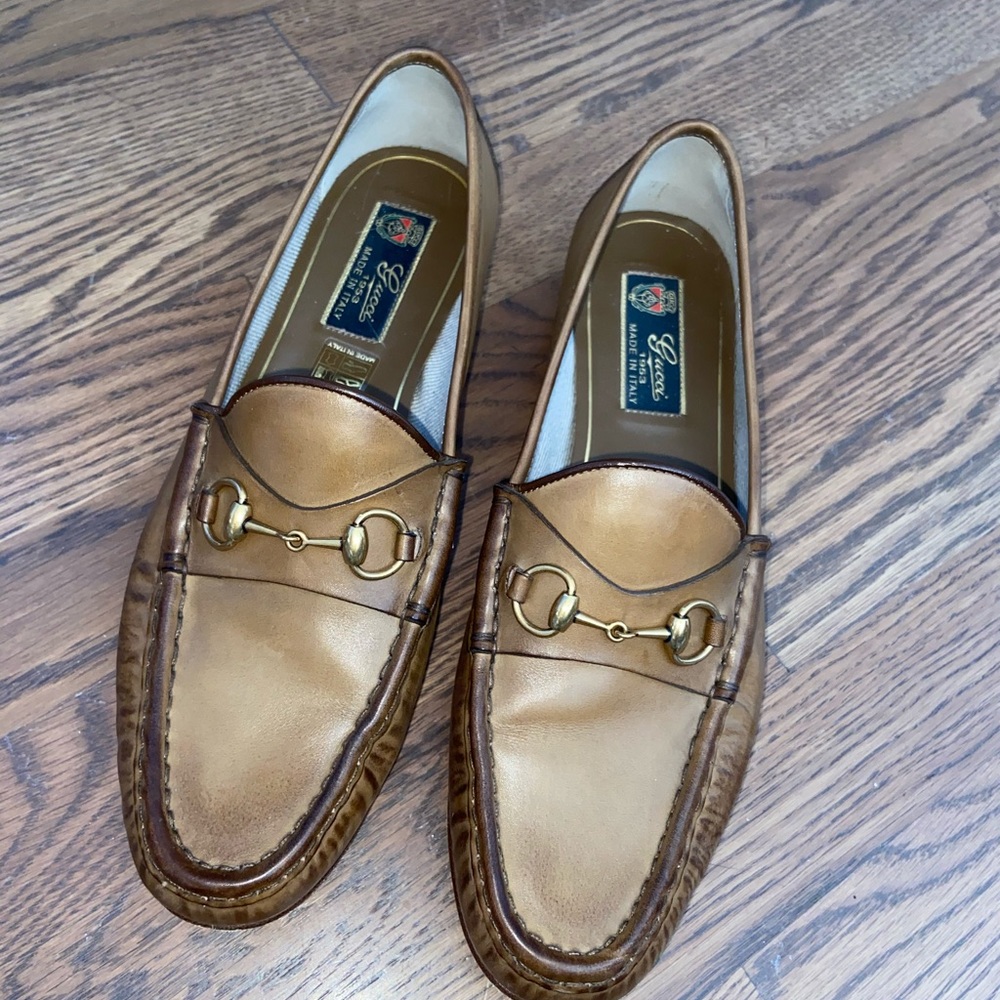 Tan Gucci loafers
